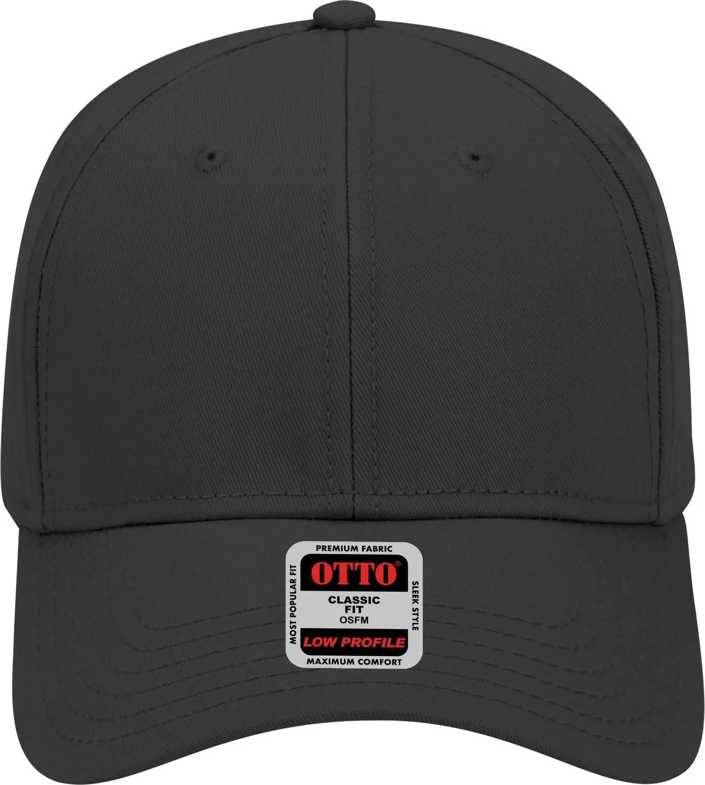 Otto 19-768 6 Panel Low Profile Baseball Cap - Black - 1/2’’ - 7 5/8’’