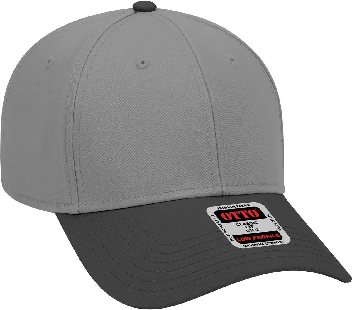 Otto 19-768 6 Panel Low Profile Baseball Cap - Blk/ch.gry/ch.gry - 1/2’’ - 7 5/8’’