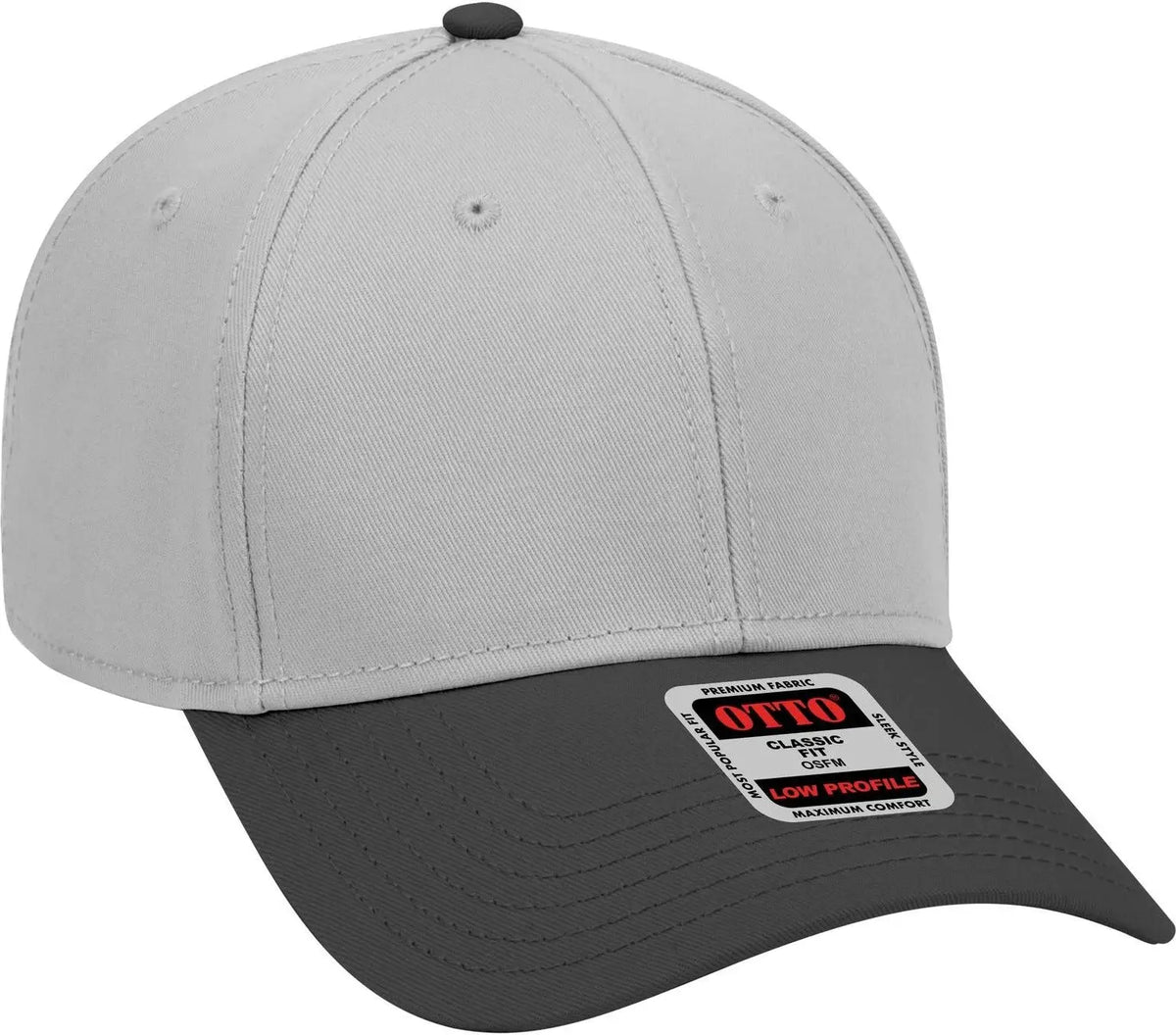 Otto 19-768 6 Panel Low Profile Baseball Cap - Blk/gry/gry - 1/2’’ - 7 5/8’’