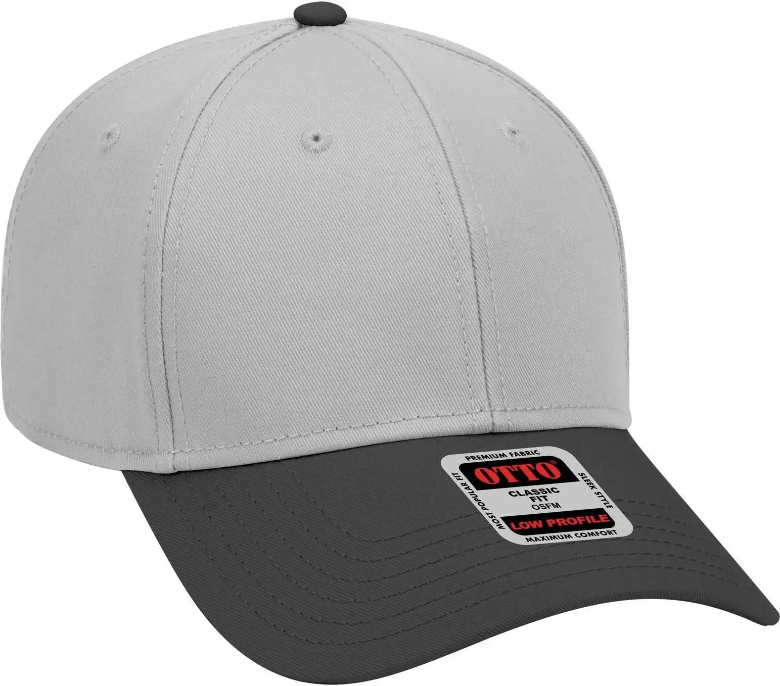 Otto 19-768 6 Panel Low Profile Baseball Cap - Blk/gry/gry - 1/2’’ - 7 5/8’’