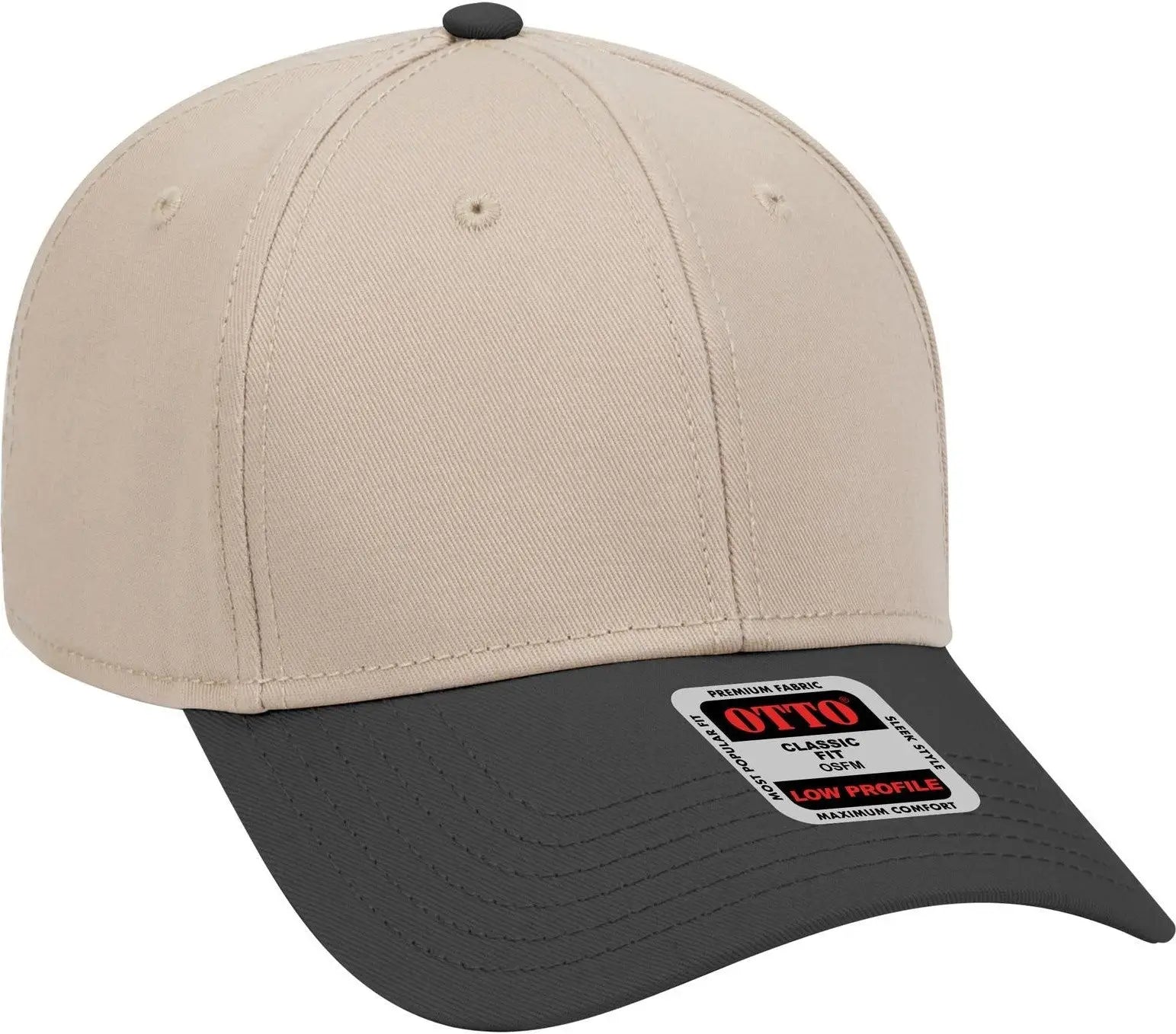 Otto 19-768 6 Panel Low Profile Baseball Cap - Blk/kha/kha - 1/2’’ - 7 5/8’’