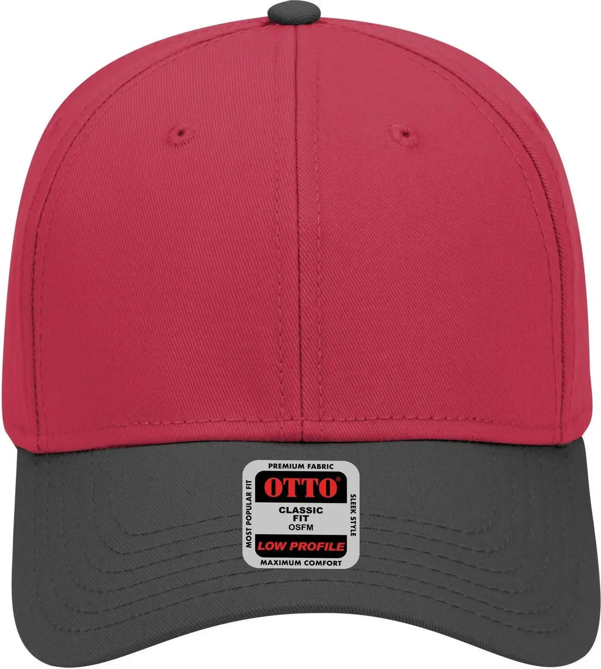 Otto 19-768 6 Panel Low Profile Baseball Cap - Blk/red/red - 1/2’’ - 7 5/8’’