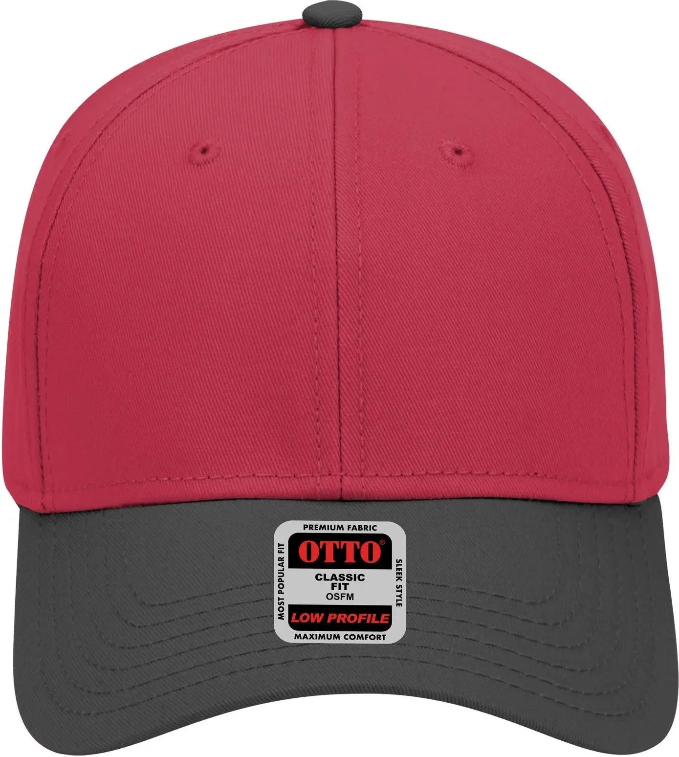 Otto 19-768 6 Panel Low Profile Baseball Cap - Blk/red/red - 1/2’’ - 7 5/8’’