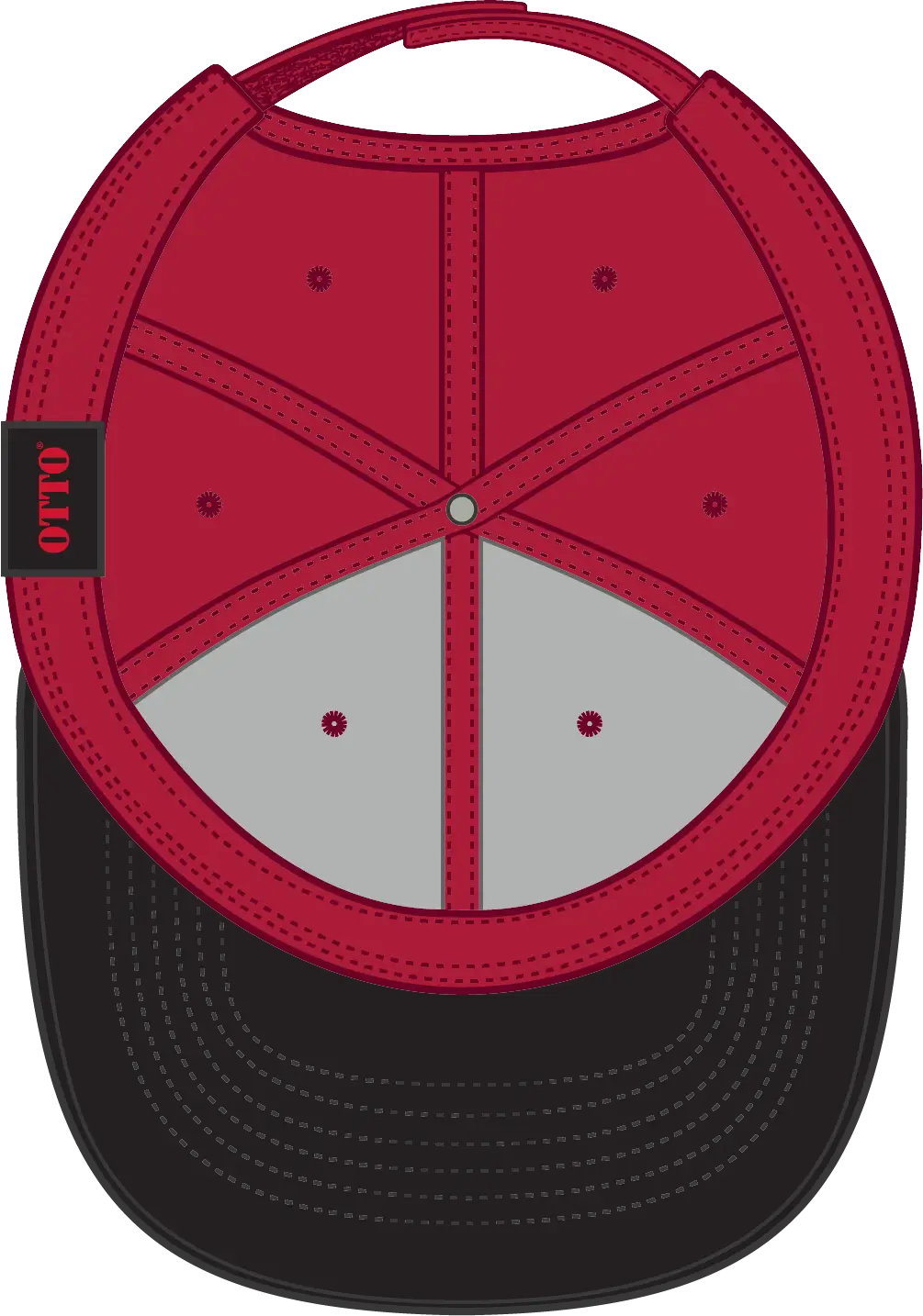 Otto 19-768 6 Panel Low Profile Baseball Cap - Blk/red/red - 1/2’’ - 7 5/8’’