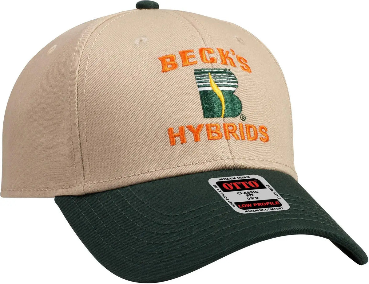 Otto 19-768 6 Panel Low Profile Baseball Cap - Dk.grn/kha/kha - 1/2’’ - 7 5/8’’