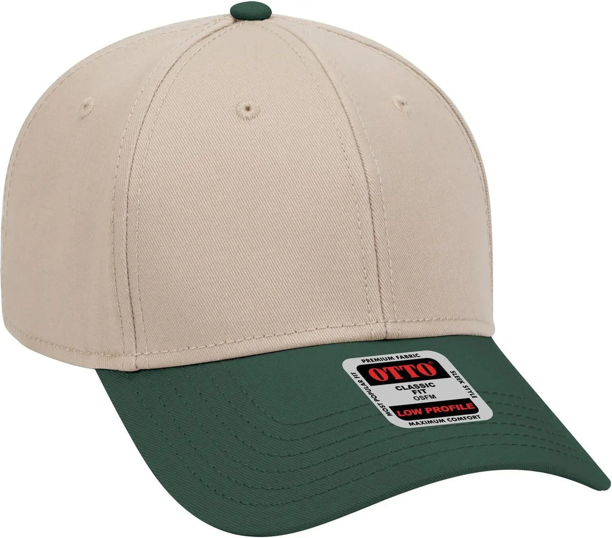 Otto 19-768 6 Panel Low Profile Baseball Cap - Dk.grn/kha/kha - 1/2’’ - 7 5/8’’