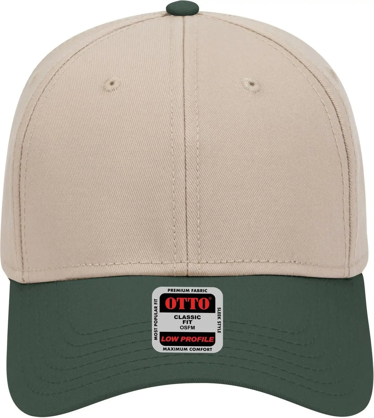 Otto 19-768 6 Panel Low Profile Baseball Cap - Dk.grn/kha/kha - 1/2’’ - 7 5/8’’