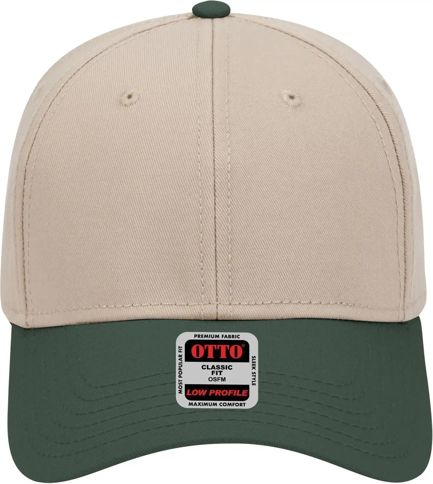 Otto 19-768 6 Panel Low Profile Baseball Cap - Dk.grn/kha/kha - 1/2’’ - 7 5/8’’
