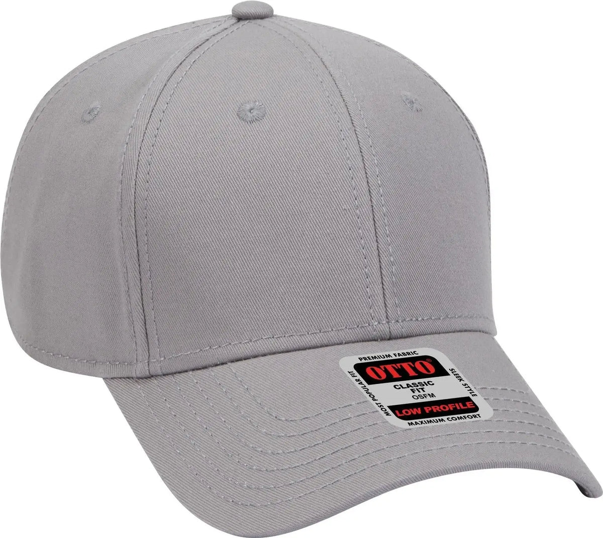 Otto 19-768 6 Panel Low Profile Baseball Cap - Gray - 1/2’’ - 7 5/8’’