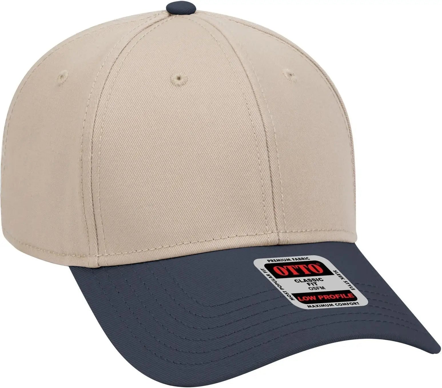 Otto 19-768 6 Panel Low Profile Baseball Cap - Nvy/kha/kha - 1/2’’ - 7 5/8’’