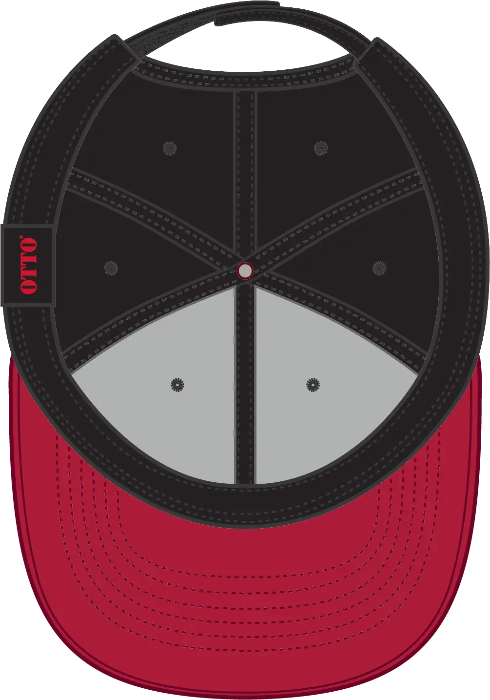 Otto 19-768 6 Panel Low Profile Baseball Cap - Red/blk/blk - 1/2’’ - 7 5/8’’