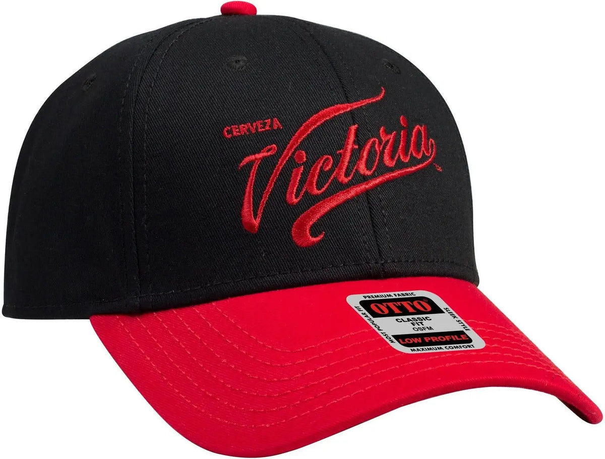 Otto 19-768 6 Panel Low Profile Baseball Cap - Red/blk/blk - 1/2’’ - 7 5/8’’