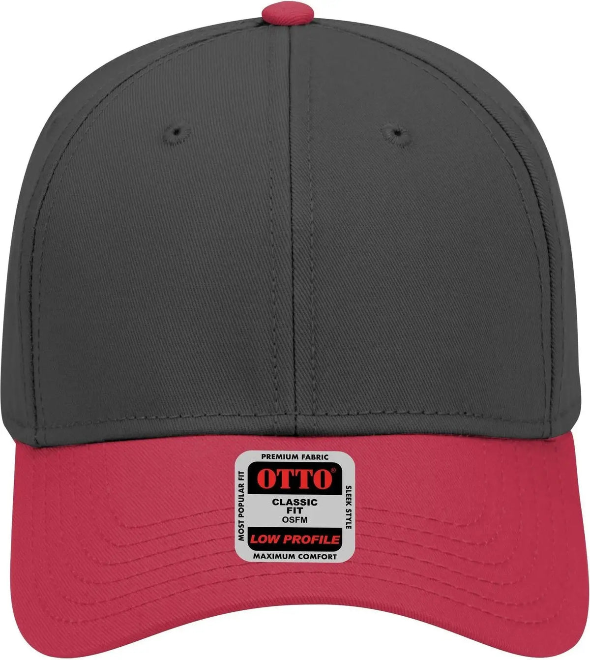 Otto 19-768 6 Panel Low Profile Baseball Cap - Red/blk/blk - 1/2’’ - 7 5/8’’