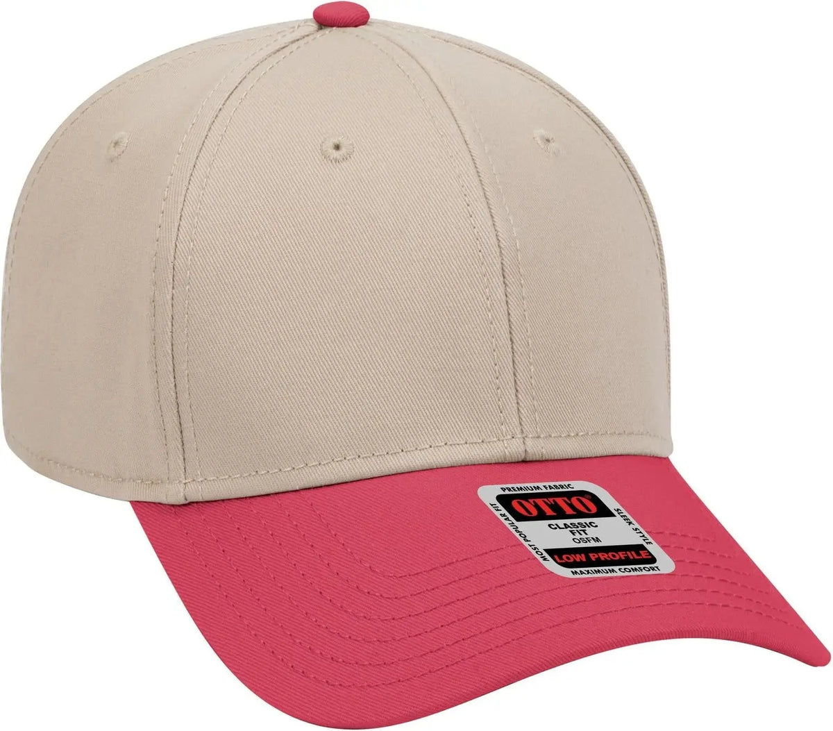 Otto 19-768 6 Panel Low Profile Baseball Cap - Red/kha/kha - 1/2’’ - 7 5/8’’