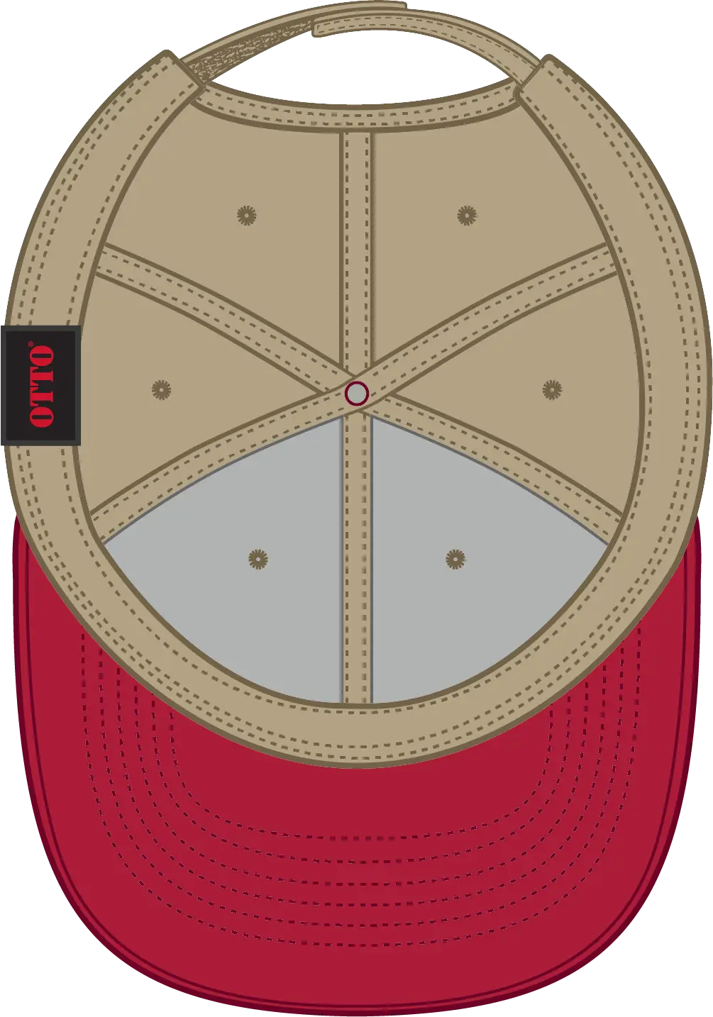Otto 19-768 6 Panel Low Profile Baseball Cap - Red/kha/kha - 1/2’’ - 7 5/8’’