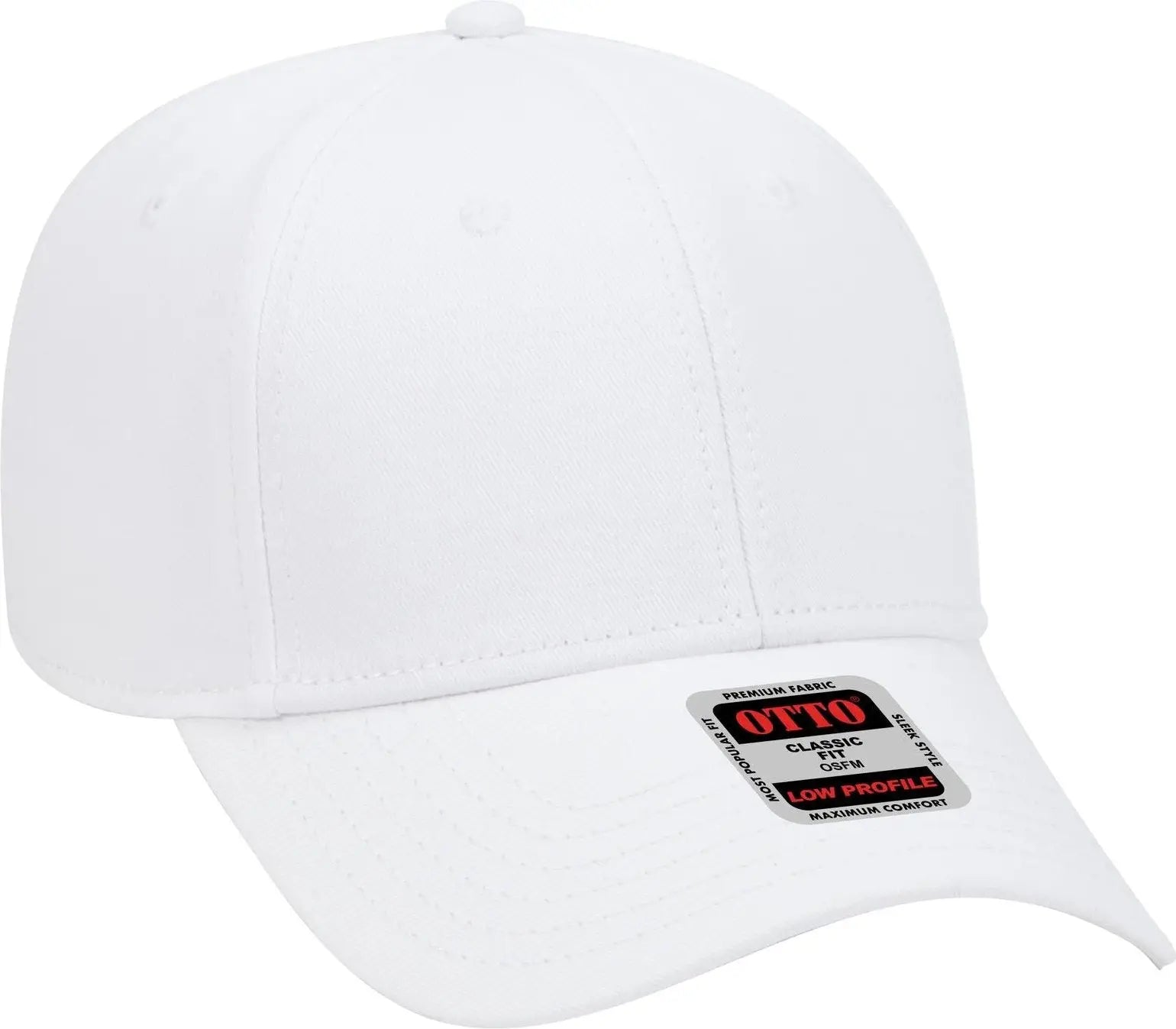 Otto 19-768 6 Panel Low Profile Baseball Cap - White - 1/2’’ - 7 5/8’’