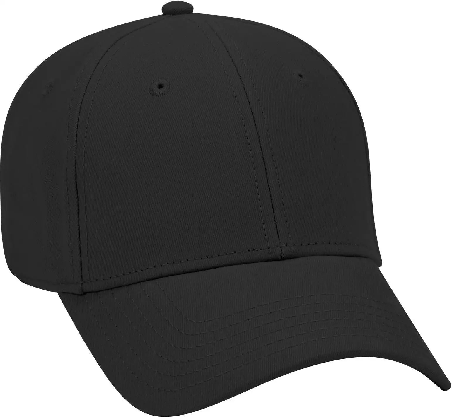 Otto 19-860 6 Panel Low Profile Baseball Cap - Black - 1/2’’ - 7 5/8’’