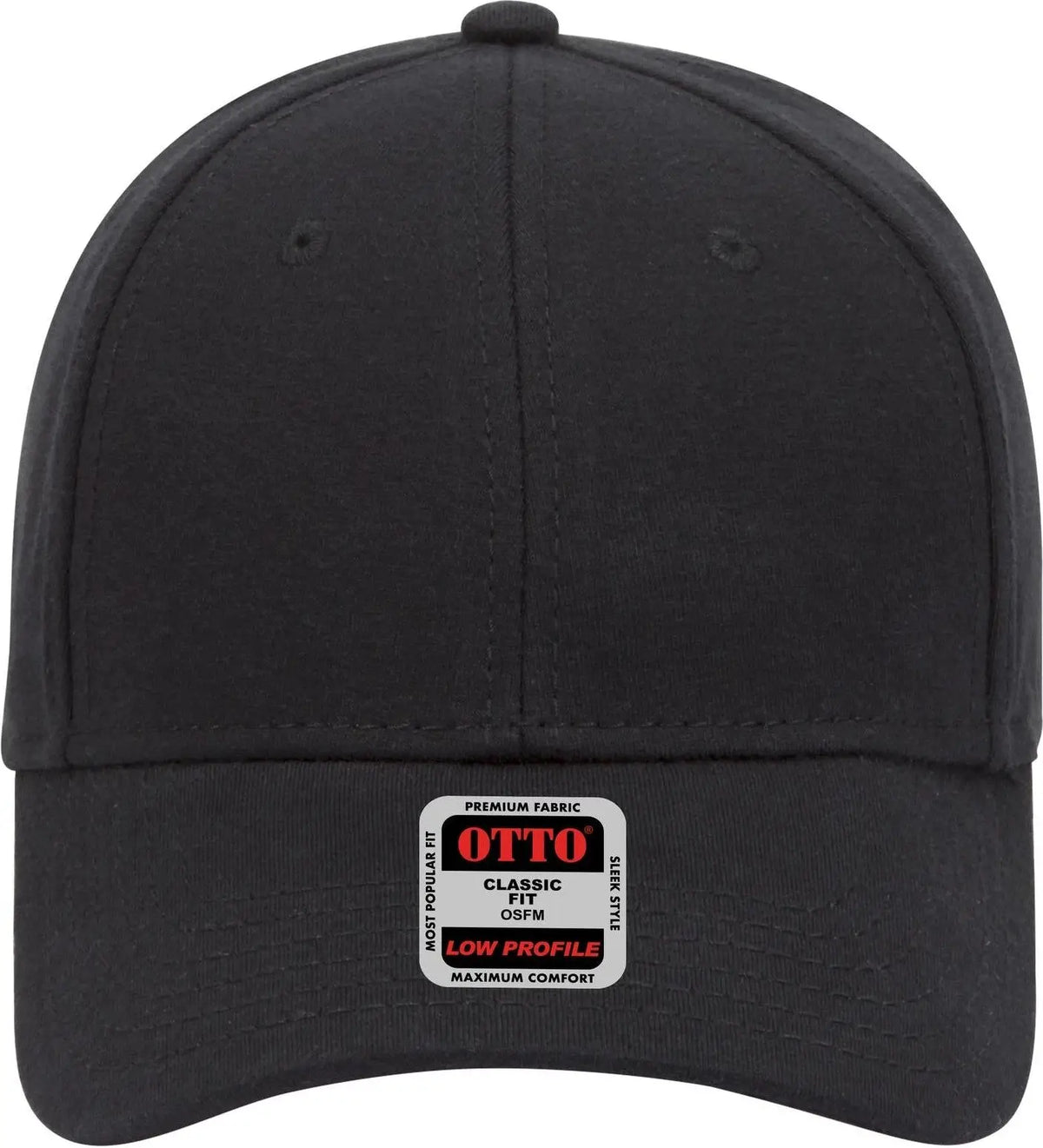 Otto 19-922 6 Panel Low Profile Baseball Cap - Black - 1/2’’ - 7 5/8’’