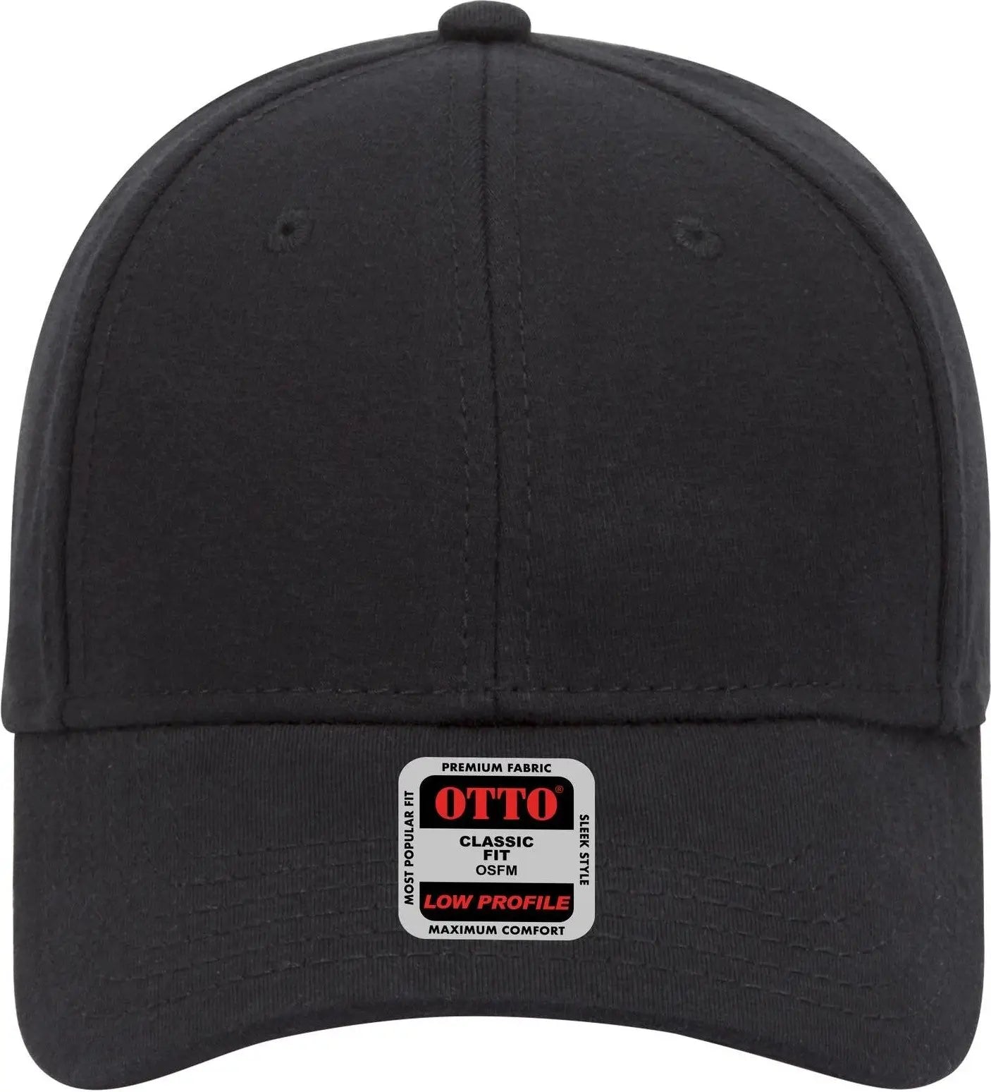 Otto 19-922 6 Panel Low Profile Baseball Cap - Black - 1/2’’ - 7 5/8’’