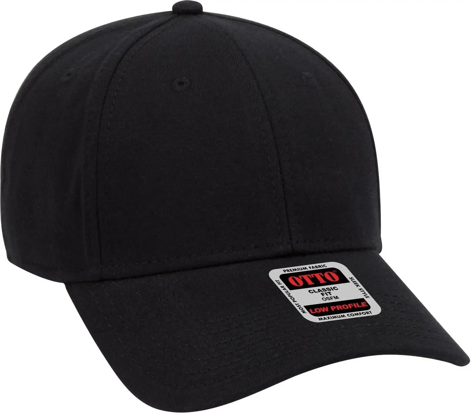 Otto 19-922 6 Panel Low Profile Baseball Cap - Black - 1/2’’ - 7 5/8’’