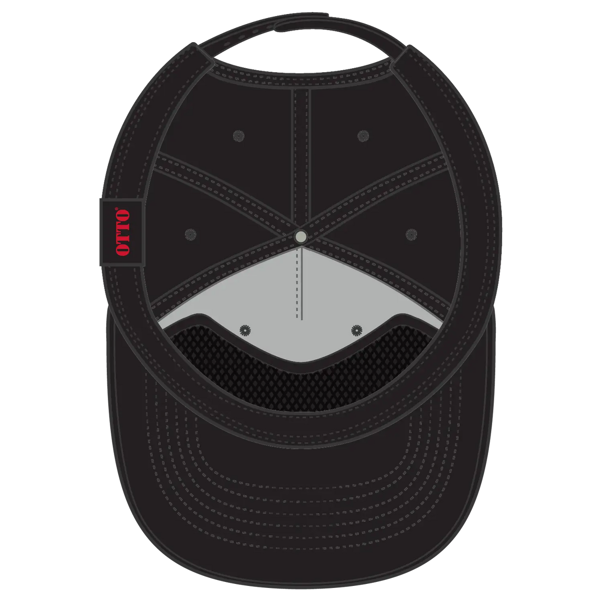 Otto 1959-1 5 Panel Mid Profile Baseball Cap - Black - 7 3/8’’ - 5/8’’