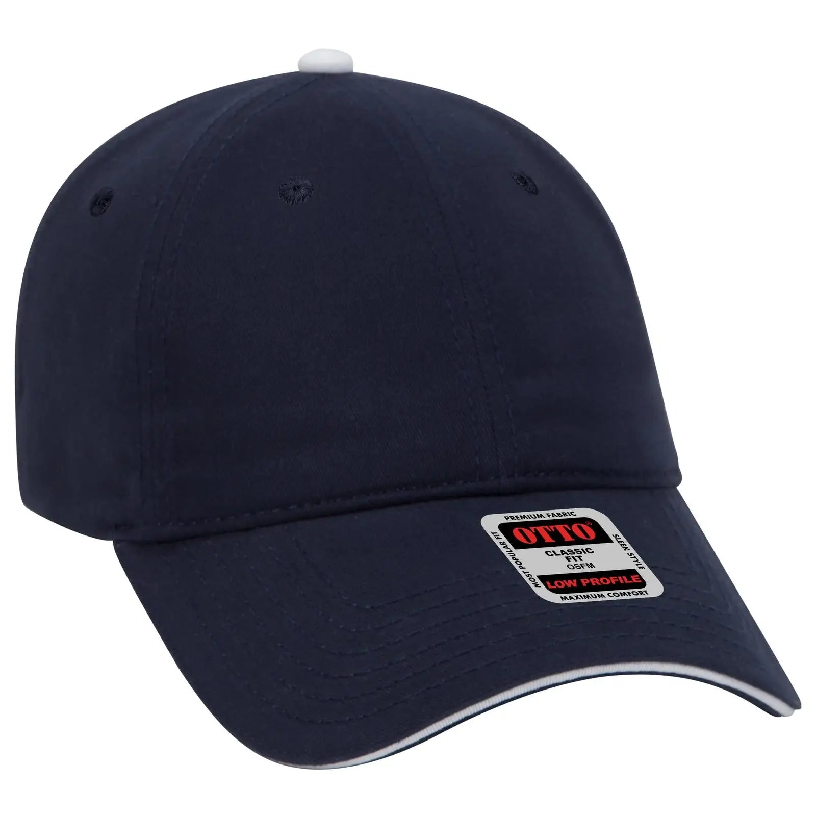 Otto 22-449 6 Panel Low Profile Baseball Cap - Nvy/nvy/wht - 7 3/8’’ - 5/8’’