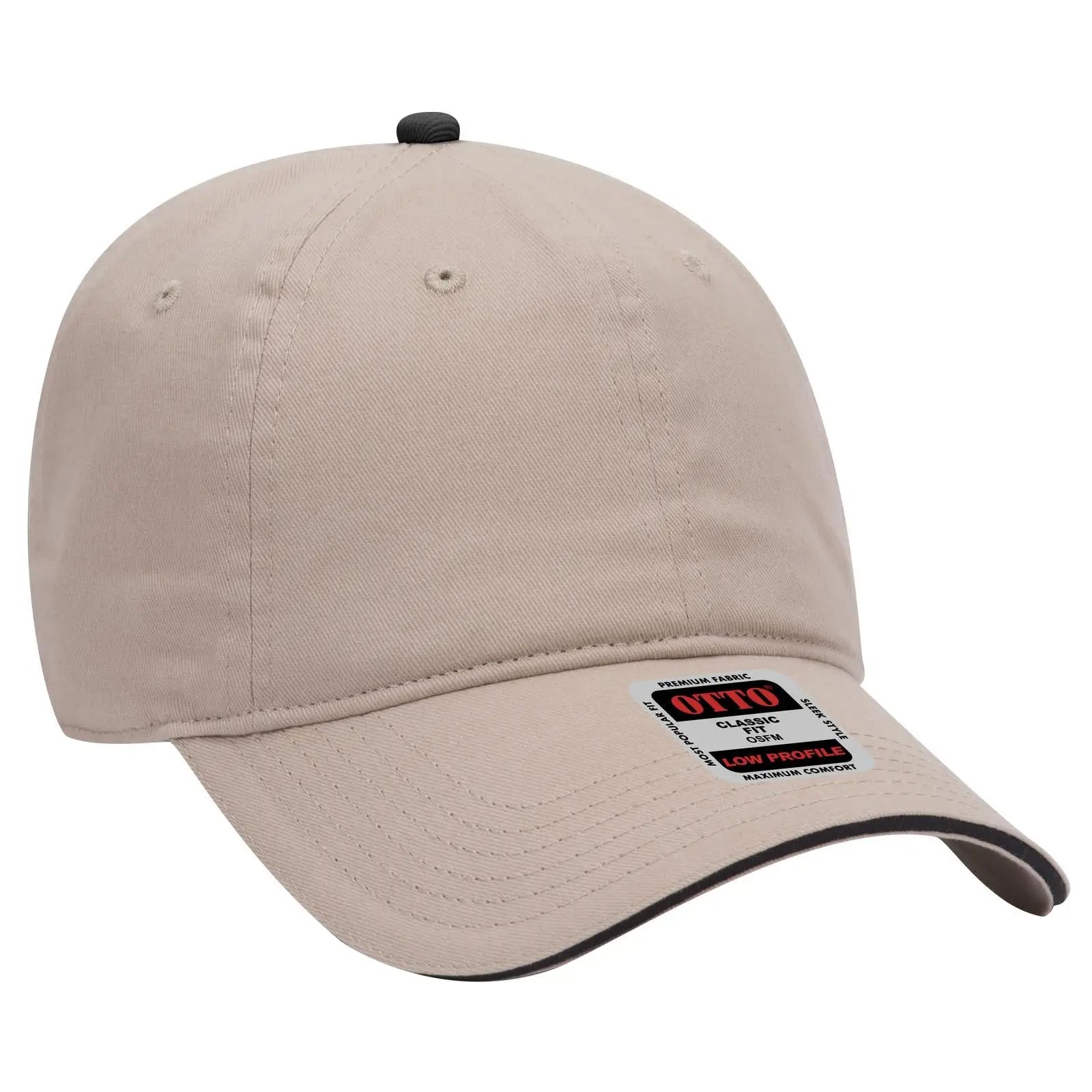 Otto 22-688 6 Panel Low Profile Baseball Cap - Kha/kha/blk - 7 3/8’’ - 5/8’’