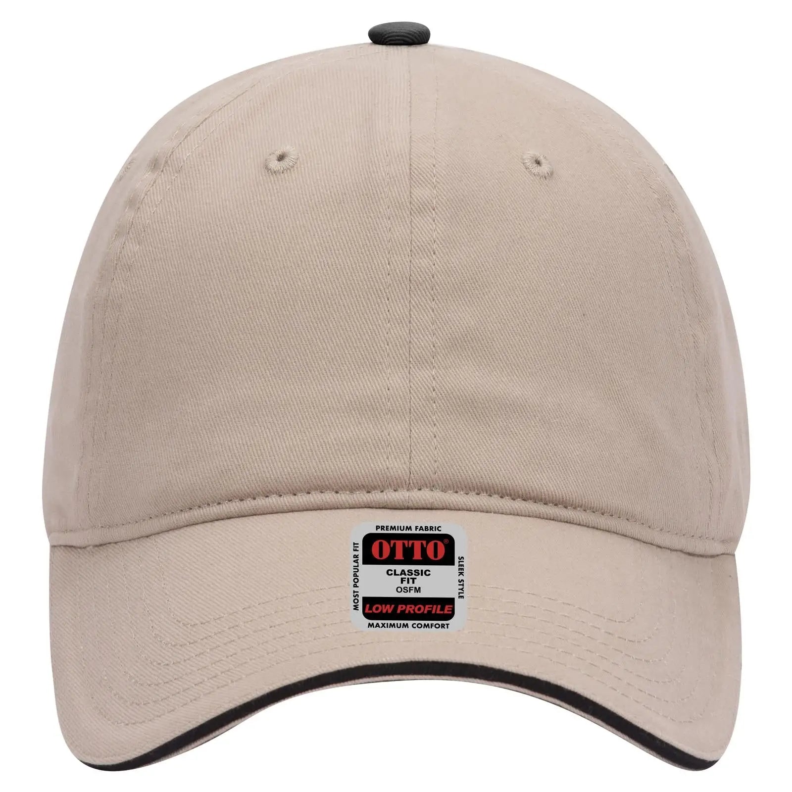 Otto 22-688 6 Panel Low Profile Baseball Cap - Kha/kha/blk - 7 3/8’’ - 5/8’’
