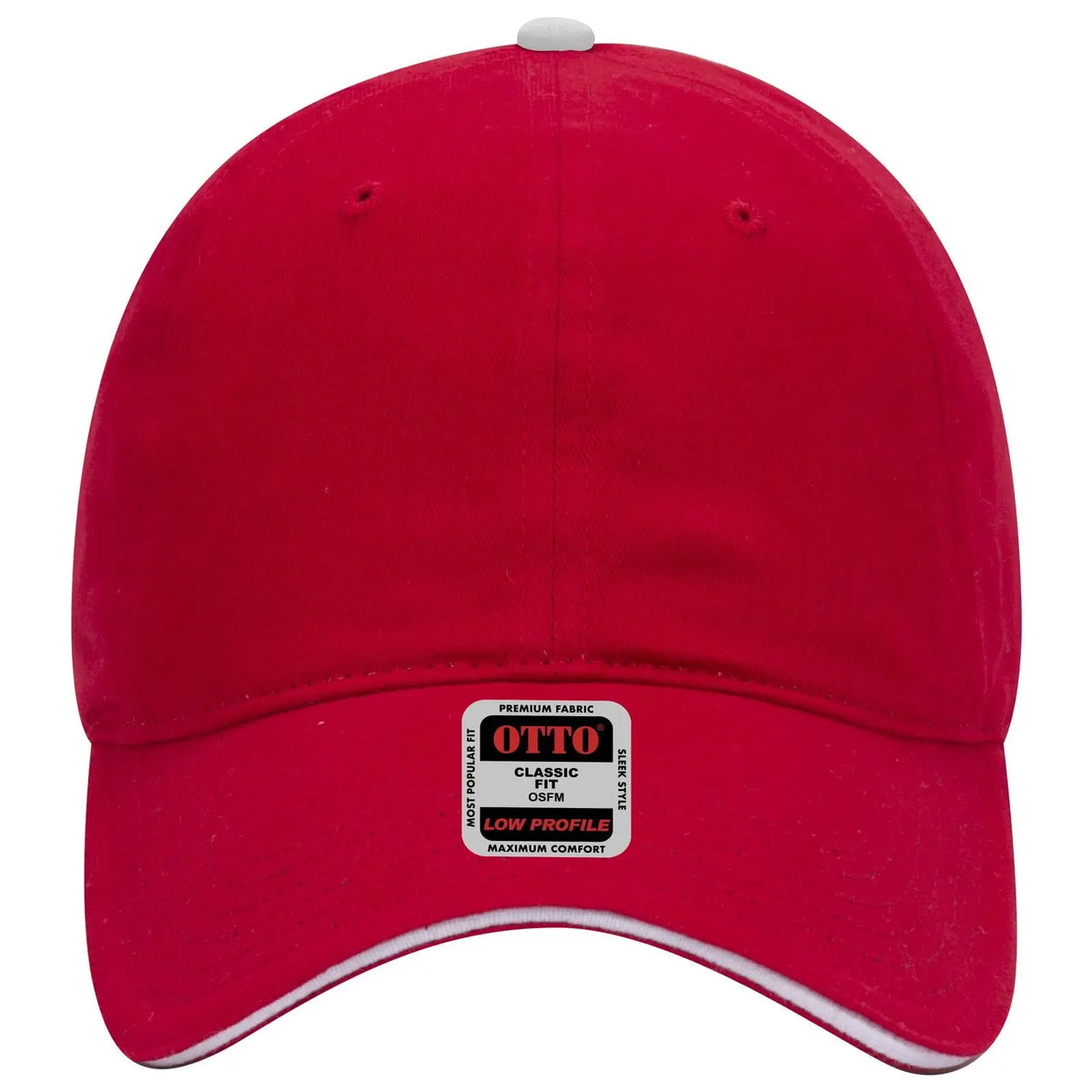 Otto 22-688 6 Panel Low Profile Baseball Cap - Red/red/wht - 7 3/8’’ - 5/8’’