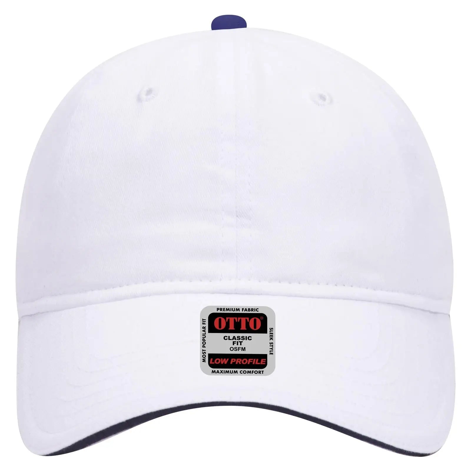 Otto 22-688 6 Panel Low Profile Baseball Cap - Wht/wht/nvy - 7 3/8’’ - 5/8’’