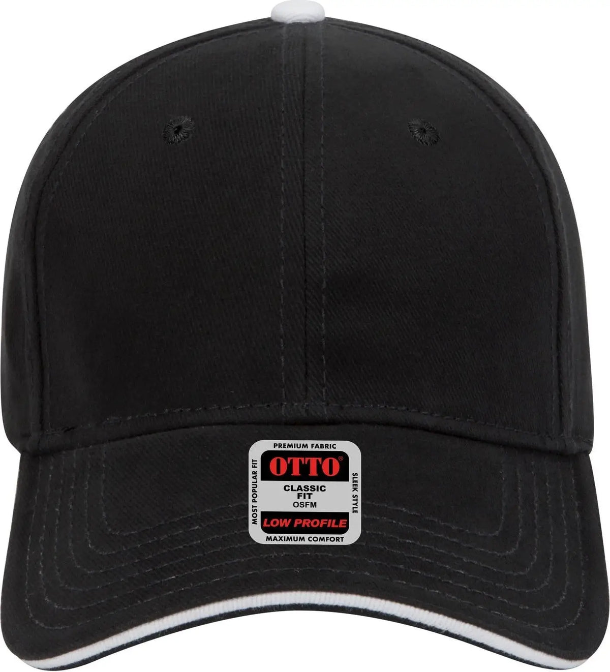 Otto 23-255 6 Panel Low Profile Baseball Cap - Blk/blk/wht