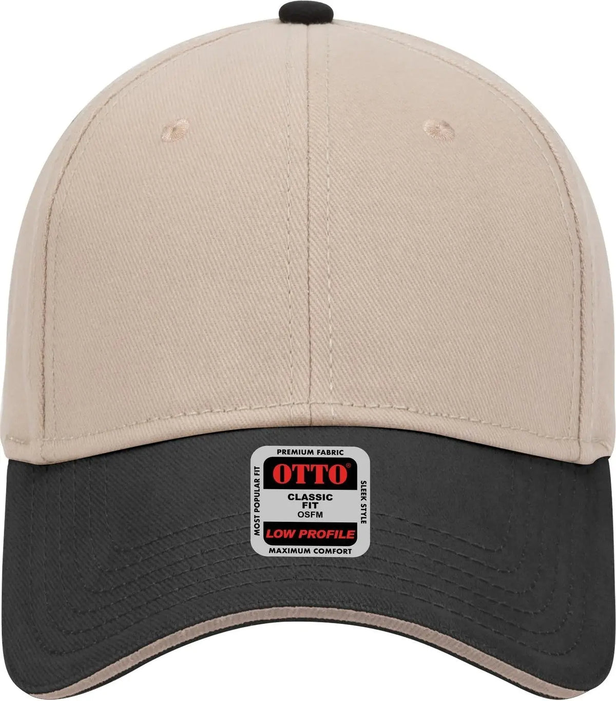 Otto 23-255 6 Panel Low Profile Baseball Cap - Blk/kha/kha - 1/2’’ - 7 5/8’’