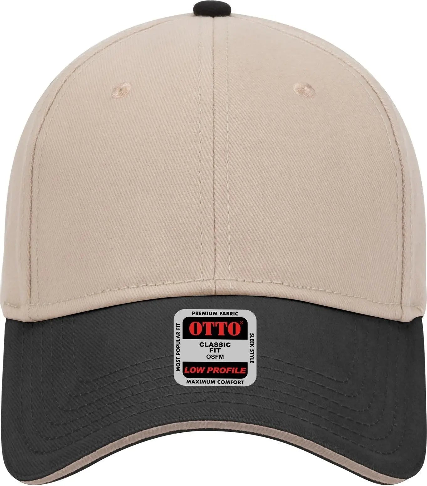 Otto 23-255 6 Panel Low Profile Baseball Cap - Blk/kha/kha