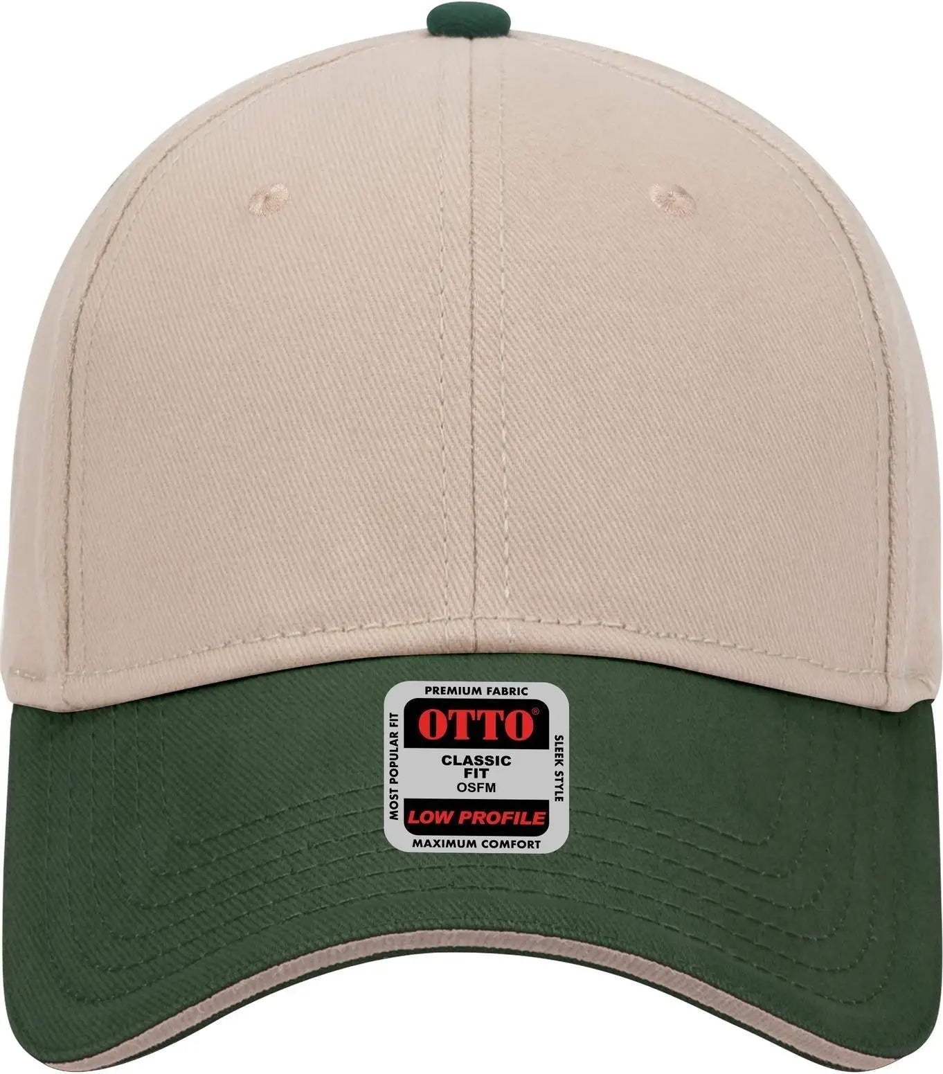 Otto 23-255 6 Panel Low Profile Baseball Cap - Dk.grn/kha/kha - 1/2’’ - 7 5/8’’