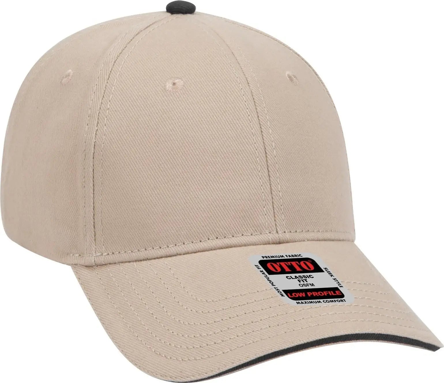 Otto 23-255 6 Panel Low Profile Baseball Cap - Kha/kha/blk - 1/2’’ - 7 5/8’’