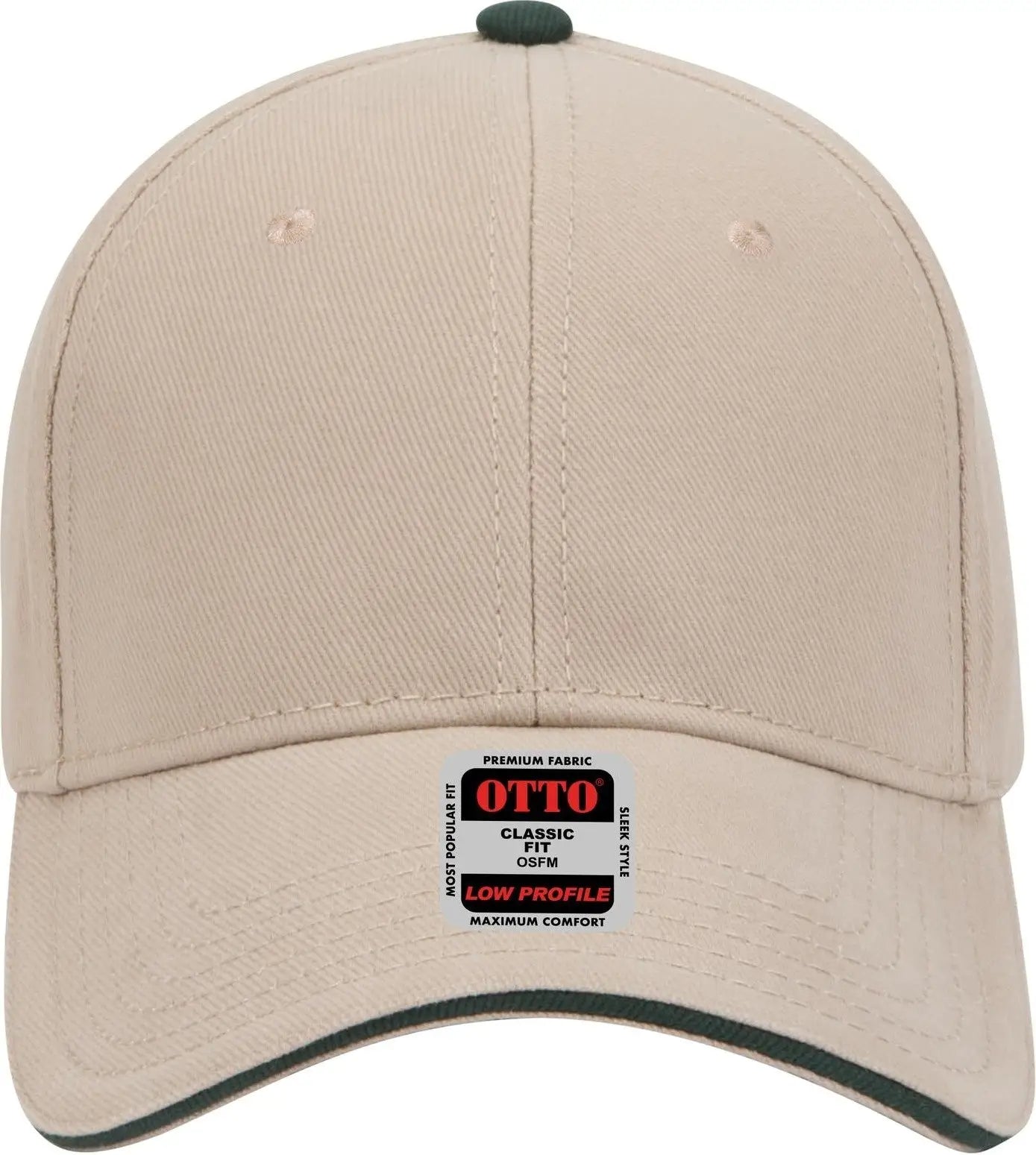Otto 23-255 6 Panel Low Profile Baseball Cap - Kha/kha/dk.grn