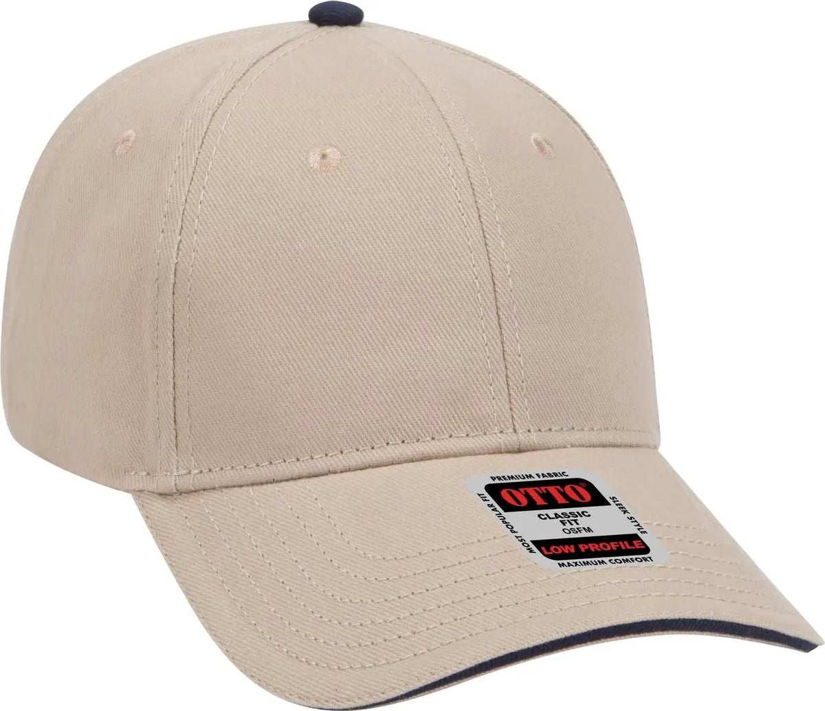 Otto 23-255 6 Panel Low Profile Baseball Cap - Kha/kha/nvy - 1/2’’ - 7 5/8’’