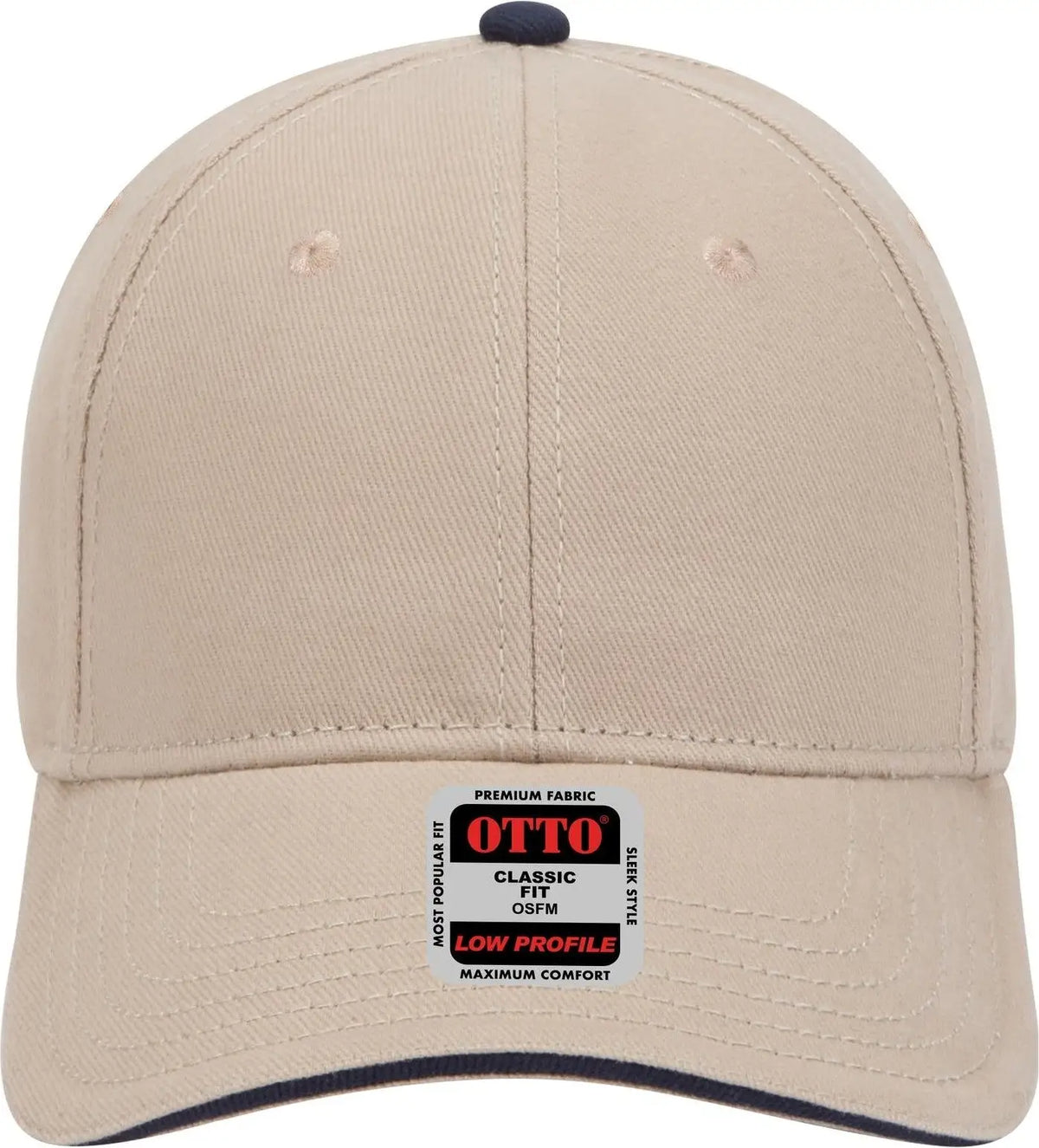 Otto 23-255 6 Panel Low Profile Baseball Cap - Kha/kha/nvy