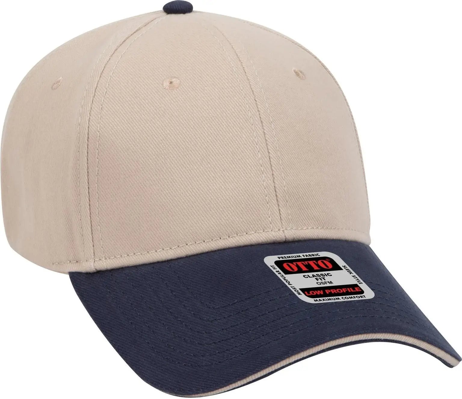 Otto 23-255 6 Panel Low Profile Baseball Cap - Nvy/kha/kha - 1/2’’ - 7 5/8’’