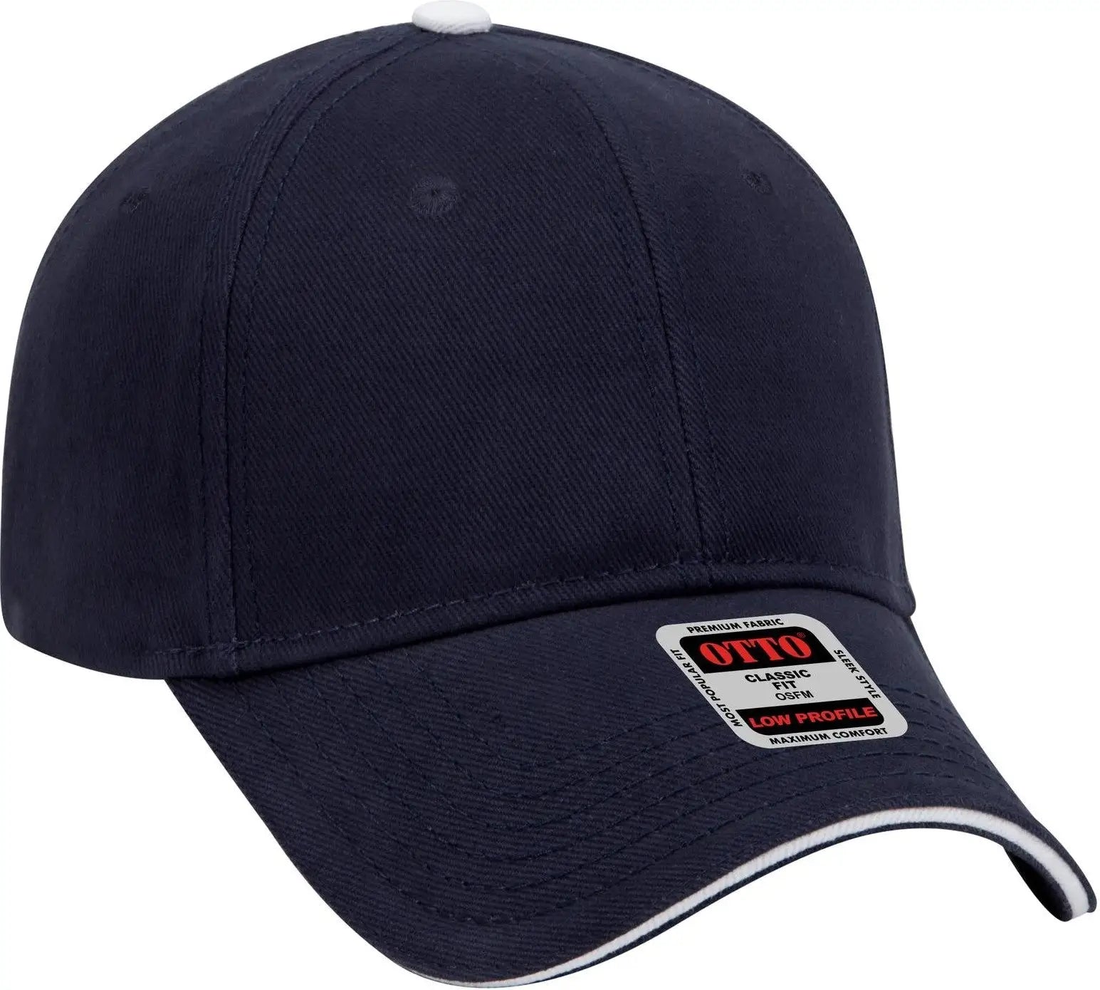 Otto 23-255 6 Panel Low Profile Baseball Cap - Nvy/nvy/wht - 1/2’’ - 7 5/8’’