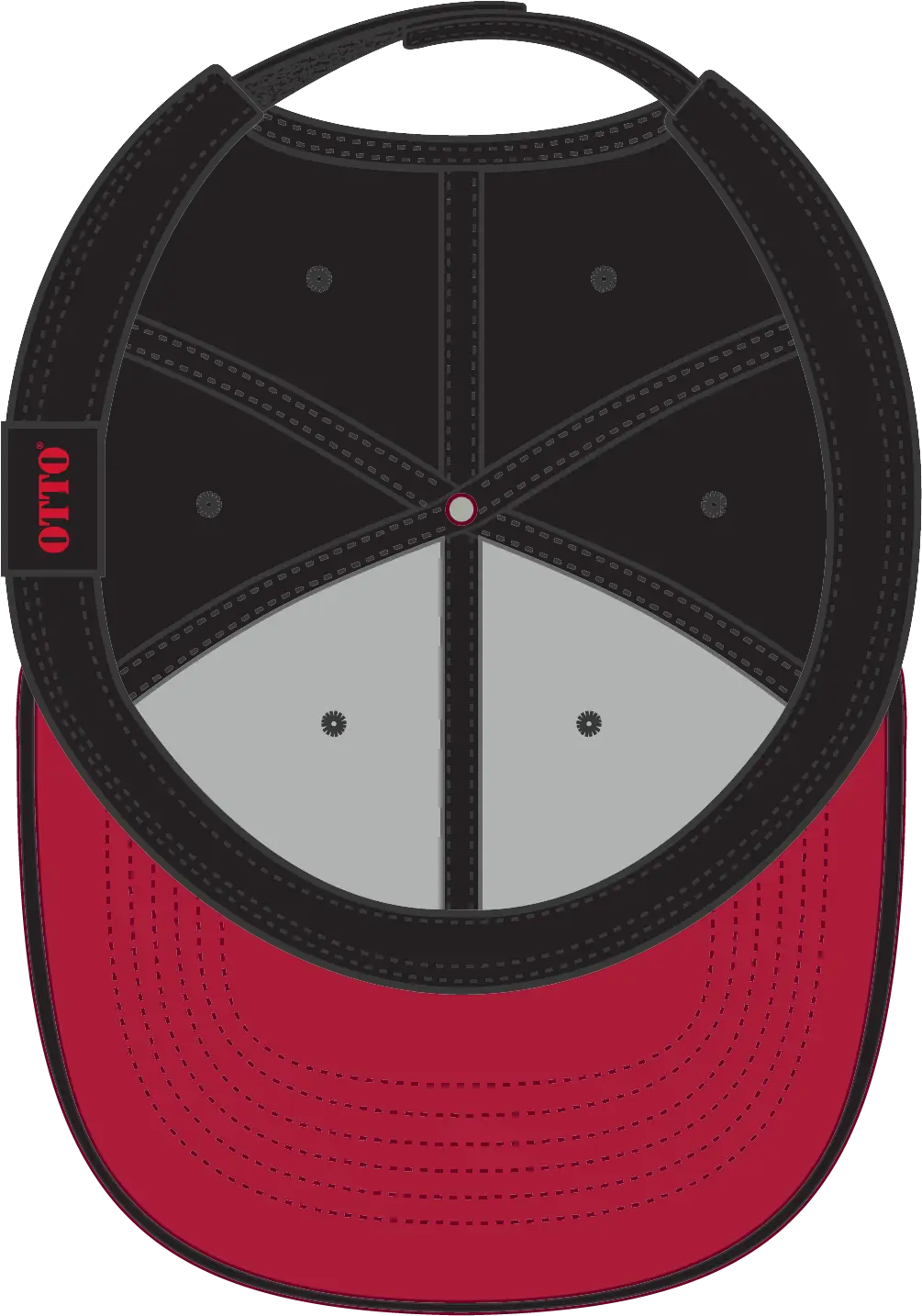 Otto 23-255 6 Panel Low Profile Baseball Cap - Red/blk/blk - 1/2’’ - 7 5/8’’