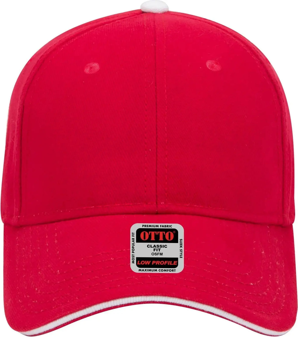 Otto 23-255 6 Panel Low Profile Baseball Cap - Red/red/wht