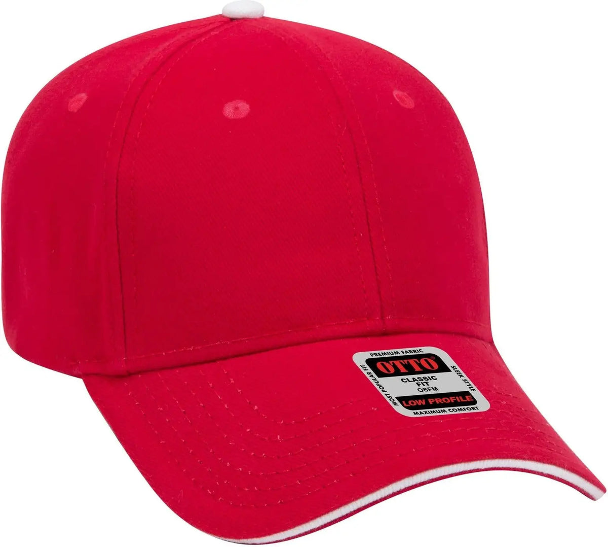 Otto 23-255 6 Panel Low Profile Baseball Cap - Red/red/wht