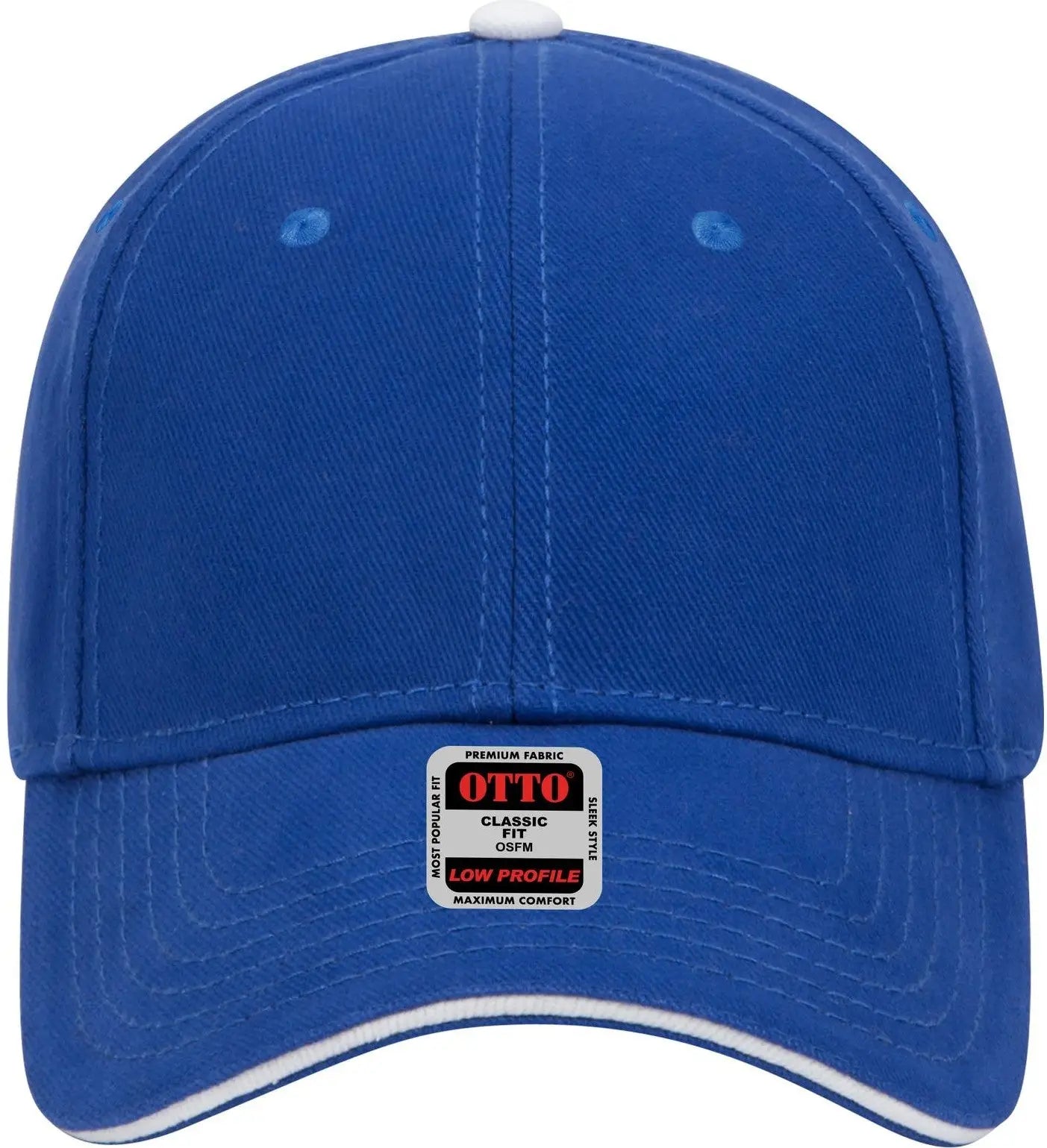 Otto 23-255 6 Panel Low Profile Baseball Cap - Ryl/ryl/wht - 1/2’’ - 7 5/8’’