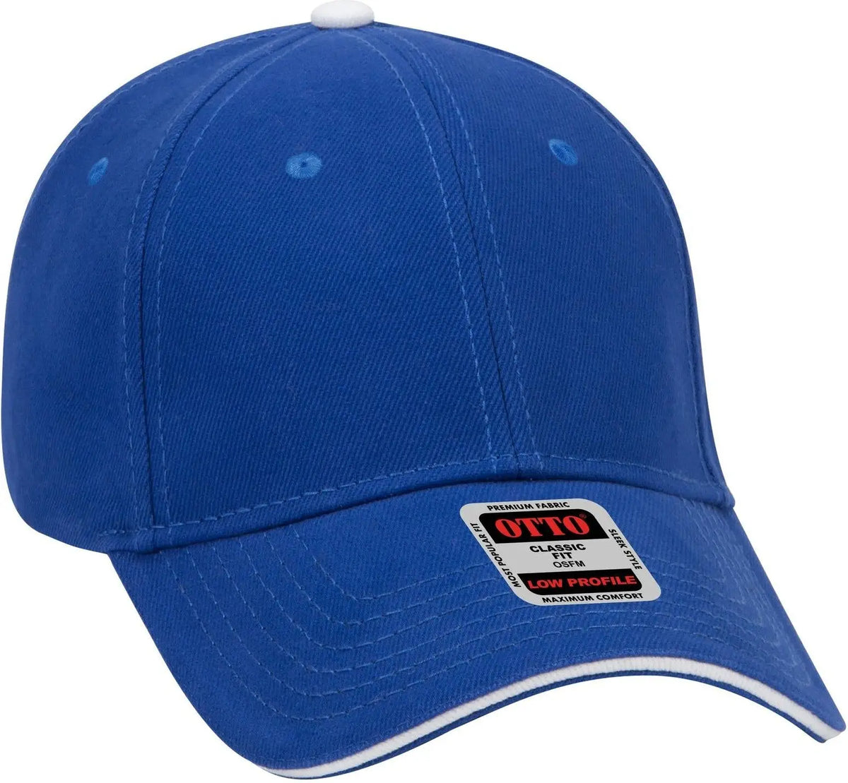 Otto 23-255 6 Panel Low Profile Baseball Cap - Ryl/ryl/wht - 1/2’’ - 7 5/8’’