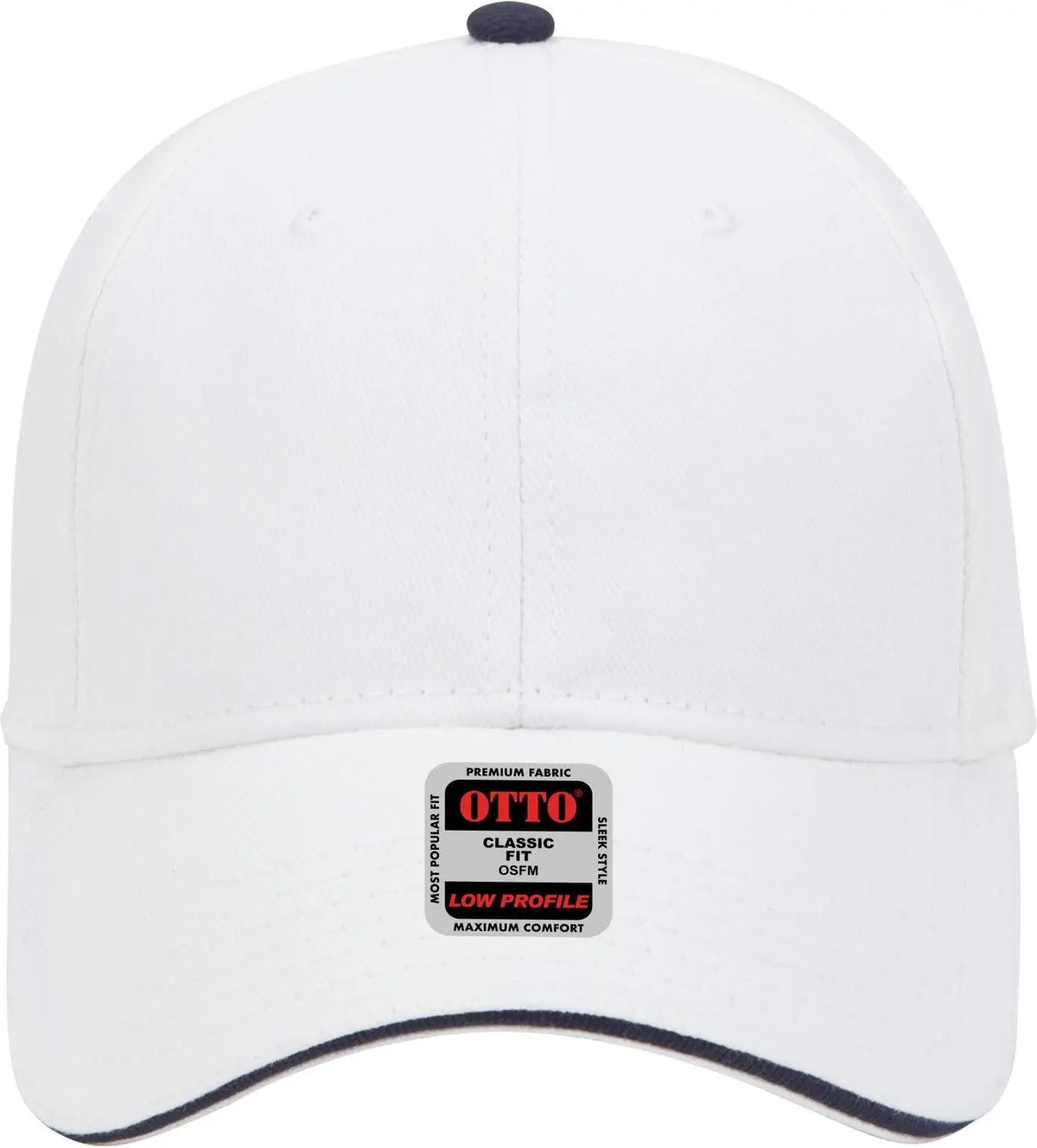 Otto 23-255 6 Panel Low Profile Baseball Cap - Wht/wht/nvy - 1/2’’ - 7 5/8’’