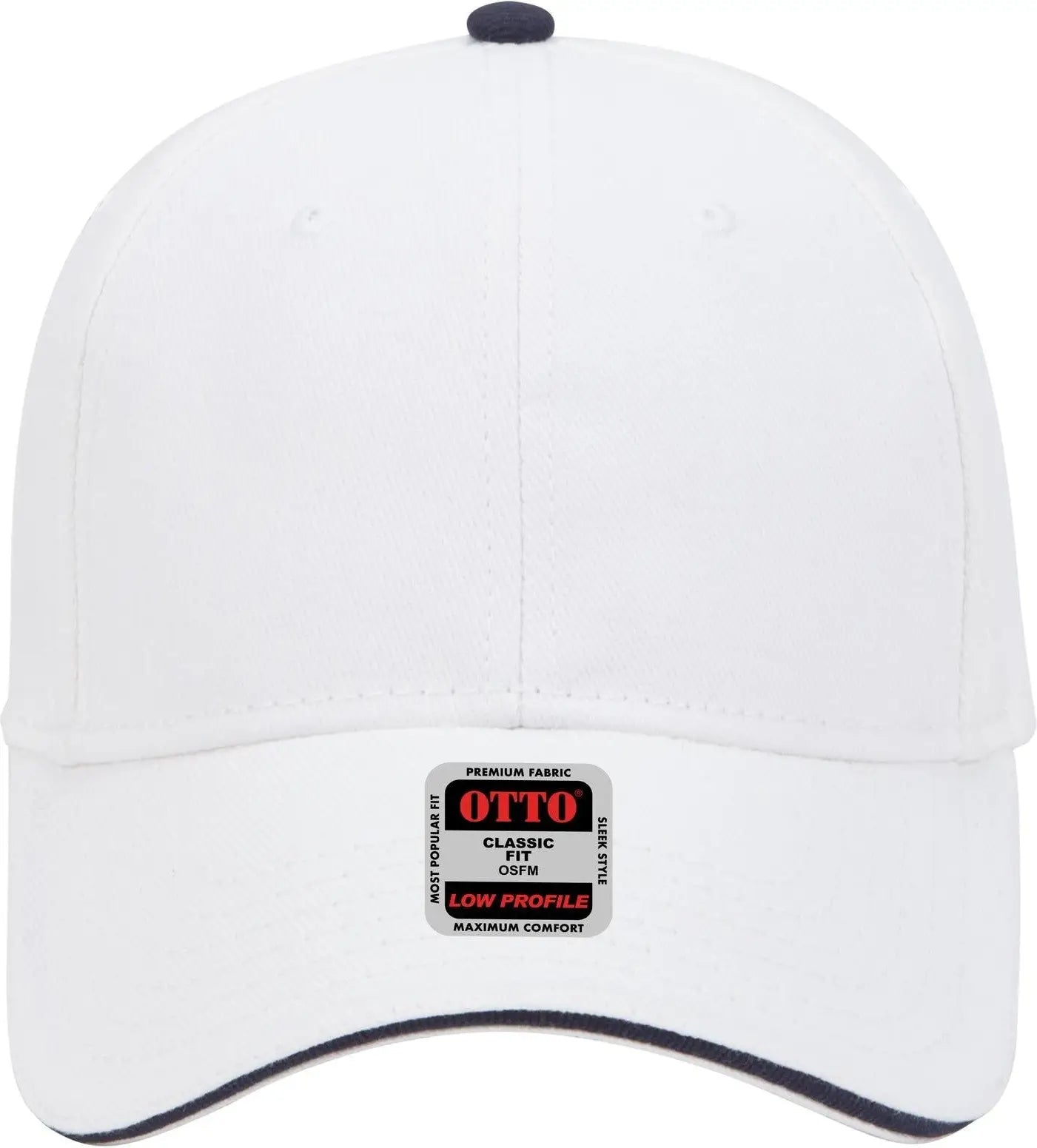 Otto 23-255 6 Panel Low Profile Baseball Cap - Wht/wht/nvy
