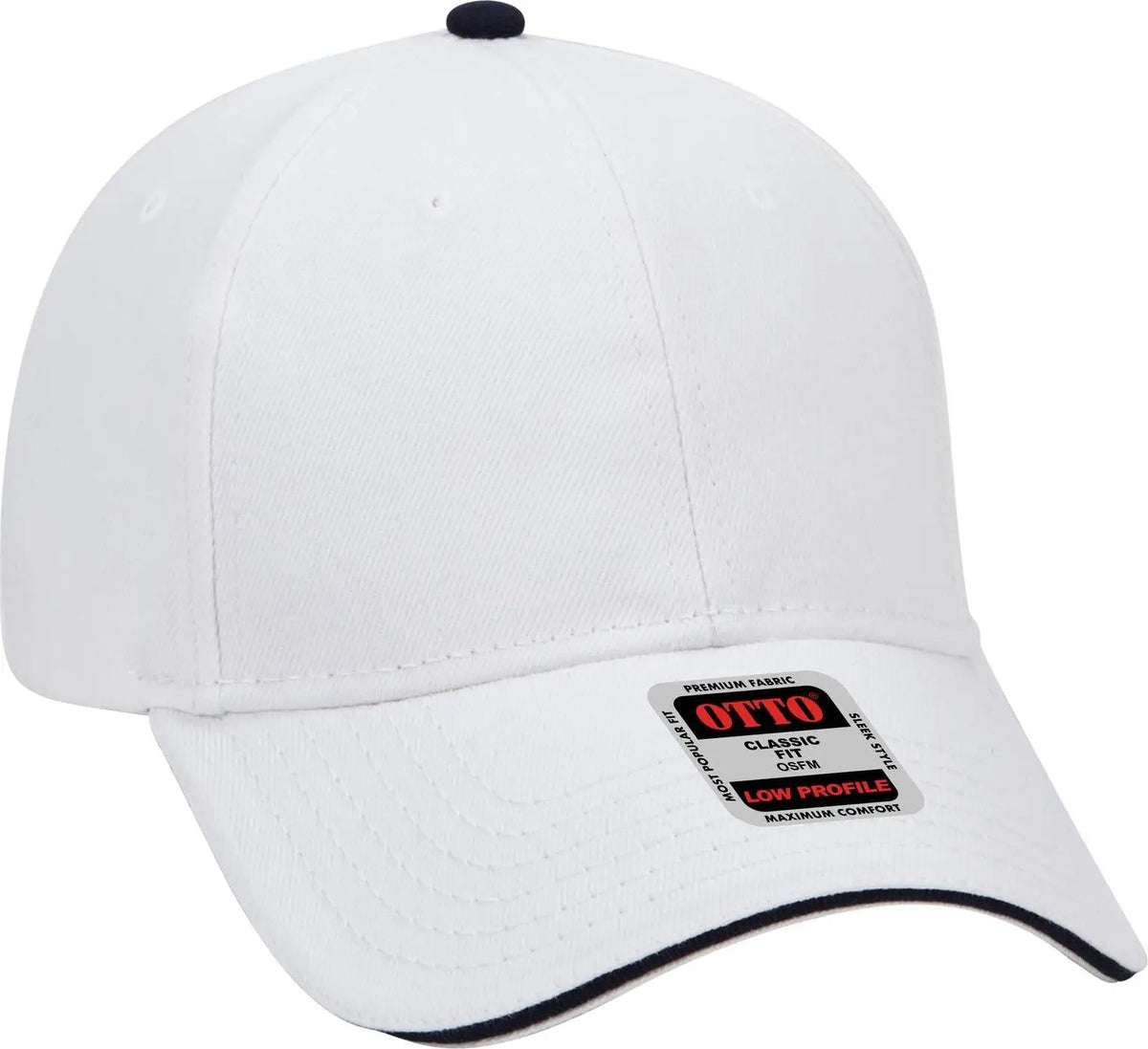 Otto 23-255 6 Panel Low Profile Baseball Cap - Wht/wht/nvy