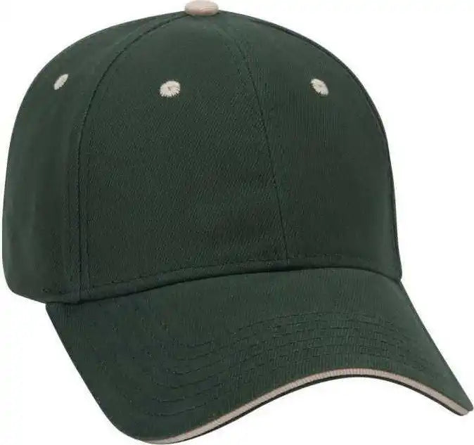 Otto 23-255 Brushed Bull Denim Sandwich Visor Low Profile Pro Style Cap with Loop Closure - Dark Green Khaki - Forest