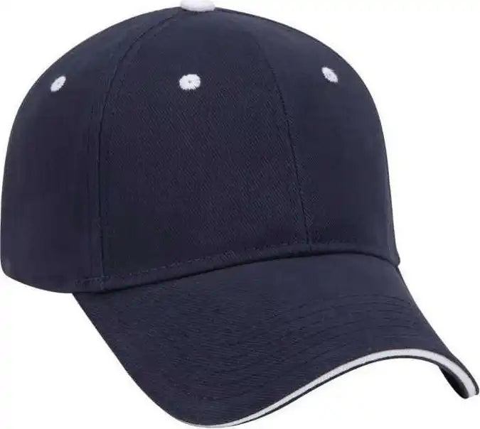 Otto 23-255 Brushed Bull Denim Sandwich Visor Low Profile Pro Style Cap with Loop Closure - Navy White - one Size Fits